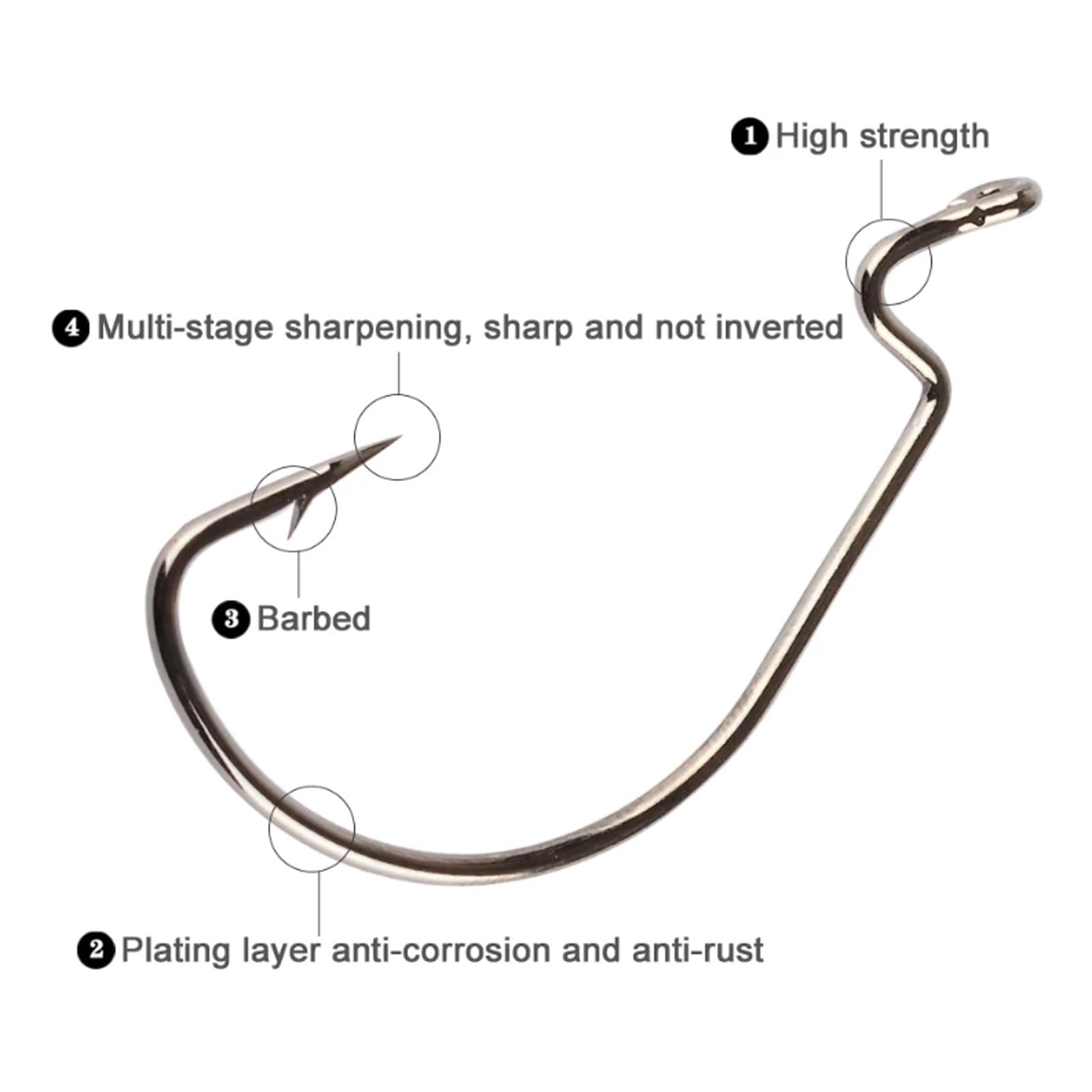 Amazon.co.jp: フック本 50 個釣りフックソフトワームフック高